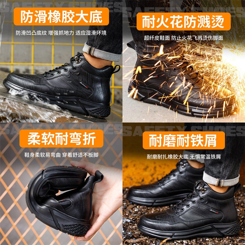 An To Safety Shoes Black Non-Slip Wear-Resistant Steel Toe Wrap Anti-Smashing Anti-Puncture Safety Shoes - Image 4